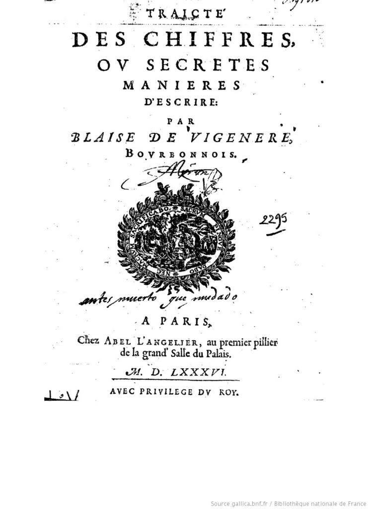 Traicte des chiffres ou secretes manieres d'escrire, 1586