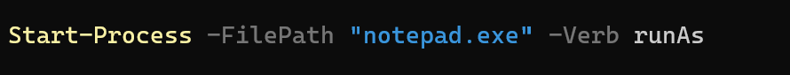 code powershell : Start-Process -FilePath "notepad.exe" -Verb runAs
