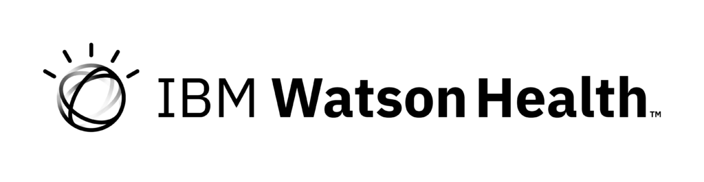 Logo entreprise IBM Watson Health blanc et noir (IA Médical)
