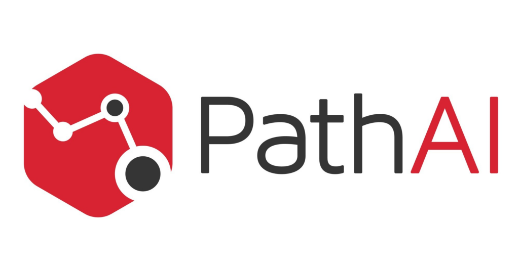 Logo entreprise PathAI rouge et noir (IA Médical)